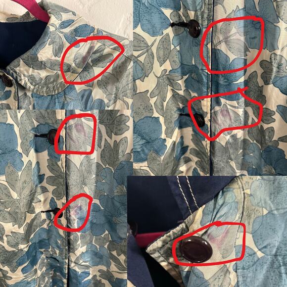 Vintage 1950s–60s Reversible Swing Coat – Peter Pan Collar, Navy, Floral, Size M - Picture 6 of 8